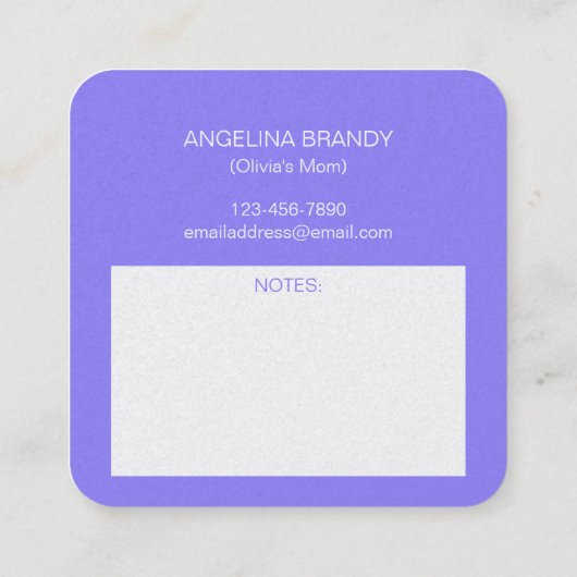 Spielen wir die Rainbow Playdate Mommy Calling Car Telefonnummerkarte (Rückseite)