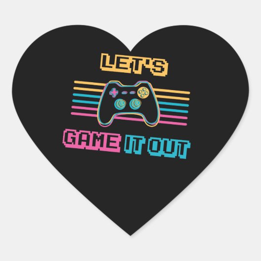 Spielen wir es aus - Retro-Stil Herz-Aufkleber (Vorderseite)