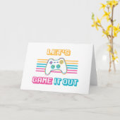 Spielen wir es aus - Retro-Stil Karte (Gelbe Blume)