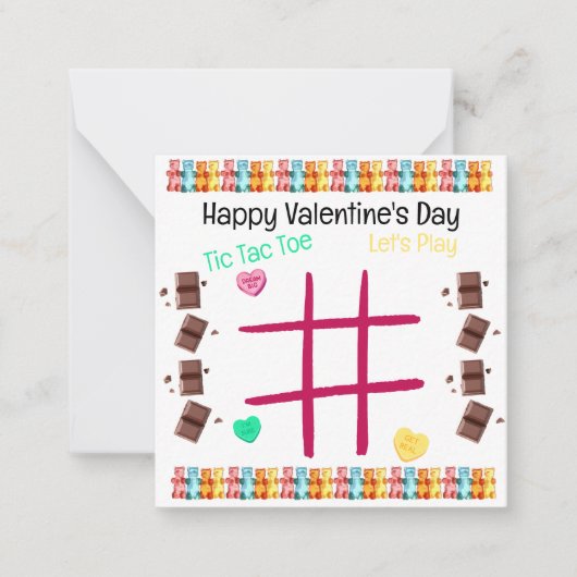 Spielen wir Tic Tac Toe Valentine Mitteilungskarte (Vorderseite)