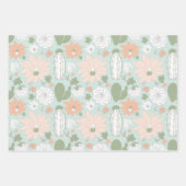 Spielend Cacti Peach Green Floral Print Geschenkpapier Set (Vorderseite 3)