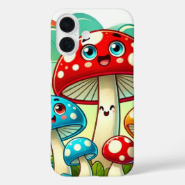Spielend Cartoon Pilze in einer Whimsikwelt iPhone 16 Hülle