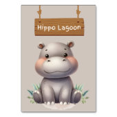 Spielend Jungle Safari Hippo Lagoon Tafelschild Tischnummer (Rückseite)