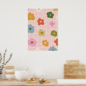 Spielend kariert mit Gänseblümchen Poster (Küche)