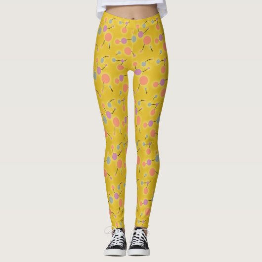 Spielend kleine Retro-Moleküle Universale rosa Gel Leggings (Vorderseite)
