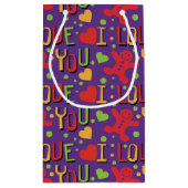 Spielend Lila farbig I Liebe You Kleine Geschenktüte (Rückseite)