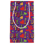 Spielend Lila farbig I Liebe You Kleine Geschenktüte (Vorderseite)