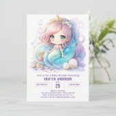 Spielend Mermaid Splash Baby Dusche Einladung (Stehend Vorderseite)