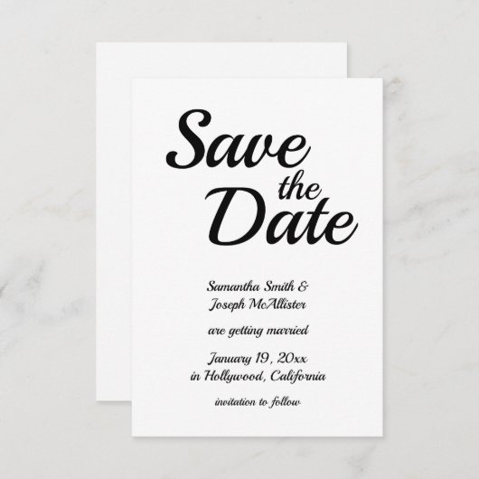 Spielend Moderner Schriftart Schwarz und Weiß Einladung (Vorne/Hinten)