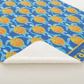 Spielend Orange Blue Sea Turtle Design Sherpadecke (3/4)