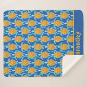 Spielend Orange Blue Sea Turtle Design Sherpadecke (Vorderseite (Horizontal))