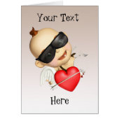 Spielend Pink Cartoon Cupid Herzkarte (Vorne)