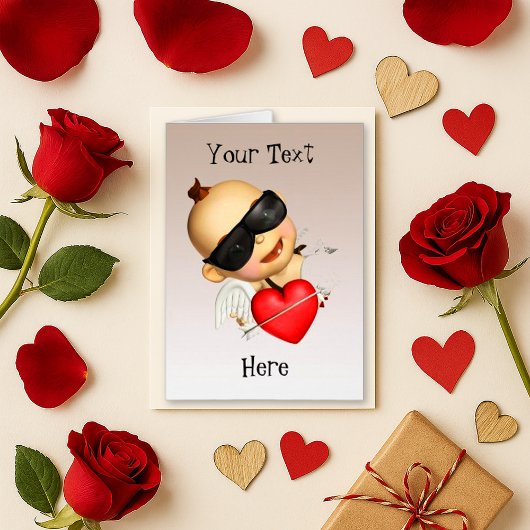 Spielend Pink Cartoon Cupid Herzkarte