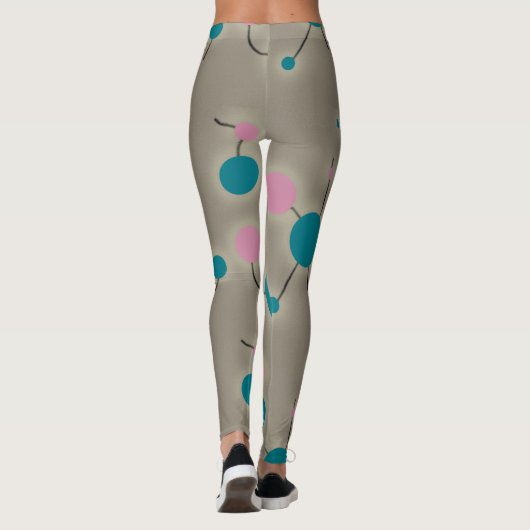 Spielend Retro große Moleküle Universale rosa Blau Leggings (Rückseite)