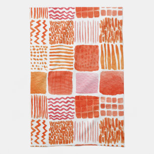 Spielende Aquarellplätze   Warm Boho Abstrakt Geschirrtuch