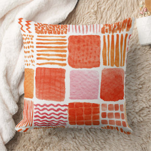 Spielende Aquarellplätze Warm Boho Abstrakt Kissen