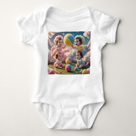 Spielende Babys mit farbenfrohen Balls - Adlige Ki Baby Strampler (Vorderseite)