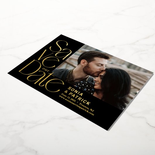 Spielende Briefe FOIL Wedding Save the Date Card Folieneinladung (Gedreht)