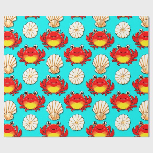 Spielende Cartoon Crabs und Seashells Muster Geschenkpapier (Flach)