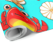 Spielende Cartoon Crabs und Seashells Muster Geschenkpapier (Rolleneckpunkt)