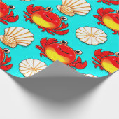 Spielende Cartoon Crabs und Seashells Muster Geschenkpapier (Ecke)