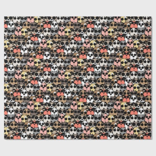 Spielende Cartoon Hunde Geschenkpapier (Flach)