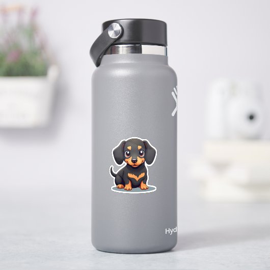 Spielende Dackel Welpe - Chibi Style Aufkleber (HydroFlask)