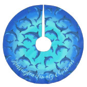 Spielende Delphine Personalisiertes tropisches Bau Polyester Weihnachtsbaumdecke (Vorderseite)