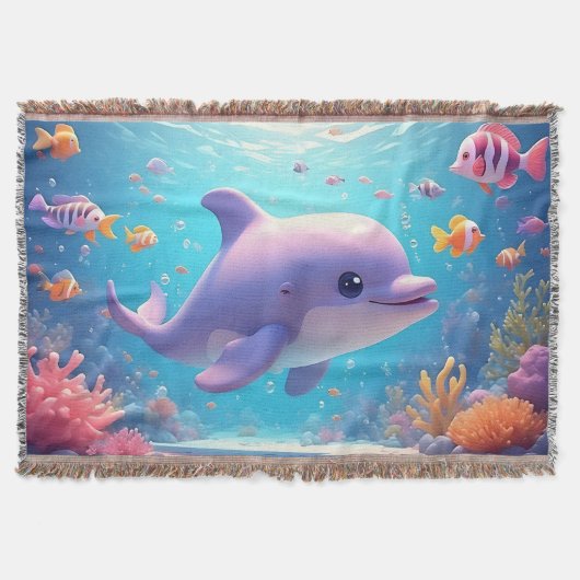 Spielende Dolphin inmitten farbenfroher tropischer Decke (Vorderseite)