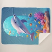 Spielende Dolphin inmitten farbenfroher tropischer Sherpadecke (Vorderseite (Horizontal))
