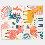 Spielende Fantasietiere auf weiß Fleecedecke (Vorderseite (Horizontal))