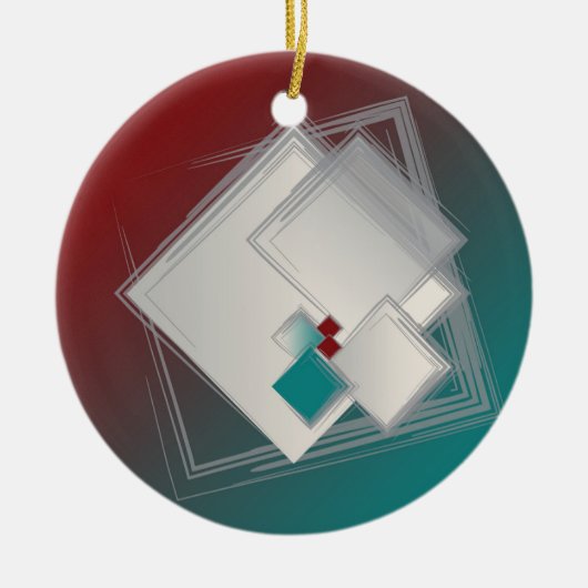 Spielende Fibonacci-Quadrate Keramik Ornament (Vorne)