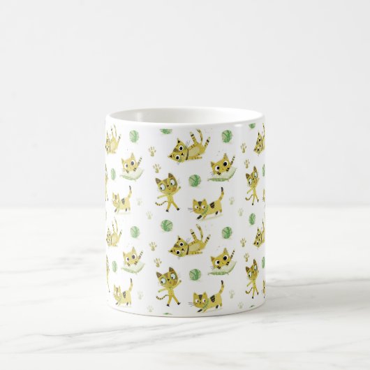 Spielende gelbe Katzen Muster Kaffeetasse (Mittel)