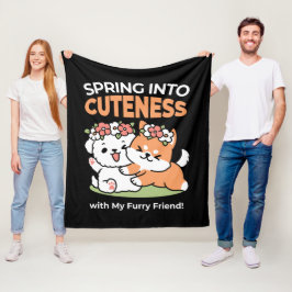 Spielende Hunde mit Blume Kronen - Fun Spring Them Fleecedecke