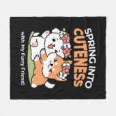 Spielende Hunde mit Blume Kronen - Fun Spring Them Fleecedecke (Vorderseite (Horizontal))