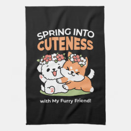 Spielende Hunde mit Blume Kronen - Fun Spring Them Geschirrtuch