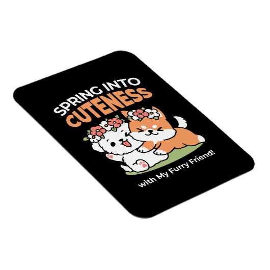 Spielende Hunde mit Blume Kronen - Fun Spring Them Magnet (Rechte Seite)