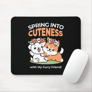 Spielende Hunde mit Blume Kronen - Fun Spring Them Mousepad
