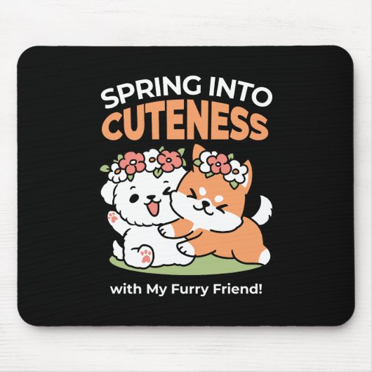 Spielende Hunde mit Blume Kronen - Fun Spring Them Mousepad (Vorne)