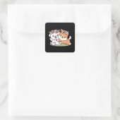 Spielende Hunde mit Blume Kronen - Fun Spring Them Quadratischer Aufkleber (Tasche)