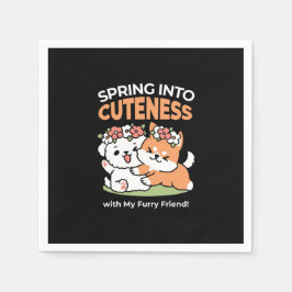 Spielende Hunde mit Blume Kronen - Fun Spring Them Serviette