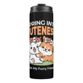 Spielende Hunde mit Blume Kronen - Fun Spring Them Thermosbecher (Vorderseite)