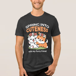Spielende Hunde mit Blume Kronen - Fun Spring Them Tri-Blend Shirt