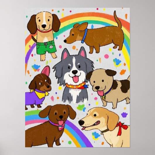 Spielende Hunde Welpen Poster (Vorne)