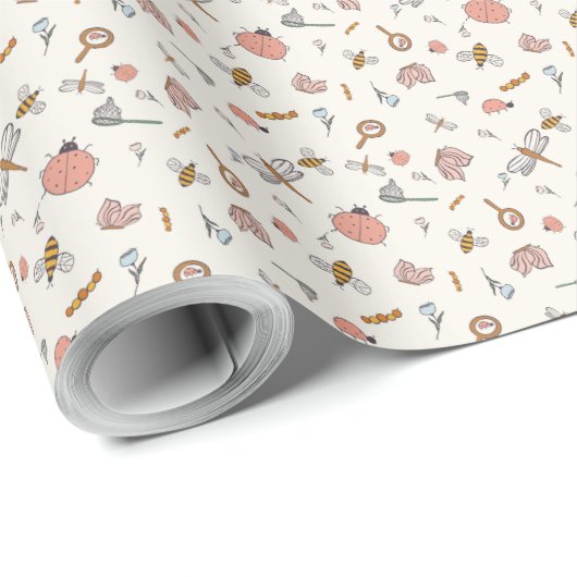 Spielende Insekten | Bienen, Bugs und Blume zum Ge Geschenkpapier (Rolleneckpunkt)