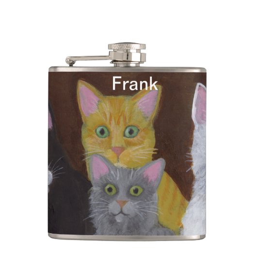 Spielende Kätzchen Flachmann (Vorderseite)