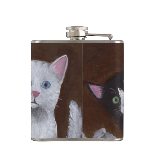 Spielende Kätzchen Flachmann (Rückseite)