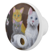 Spielende Kätzchen Keramikknauf (Rechts)