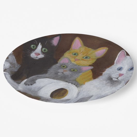 Spielende Kätzchen Pappteller (Schrägansicht)