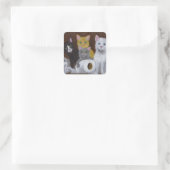 Spielende Kätzchen Quadratischer Aufkleber (Tasche)